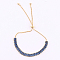 Tennis Bracelet, Golden Brass Link Chains Slider Bracelet for Women, Steel Blue, No Size