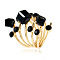 Alloy Rhinestone Multi-layer Rings, European and American Exaggerated Large Spring Ring Jewelry, Jet