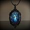 Oval Gothic Alloy Glass Halloween Pendant Necklaces for Women, Black, Tree of Life, 17.72 inch(45cm)