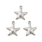 Non-Tarnish 304 Stainless Steel Pendants, Starfish Charms, Stainless Steel Color, 15.5x14x3mm, Hole: 1.8mm