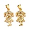 Brass Micro Pave Clear Cubic Zirconia Pendants, Girl, Real 18K Gold Plated, 21x11.5x2.5mm, Hole: 4x3mm