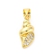 Brass Micro Pave Cubic Zirconia Pendants, Cadmium Free & Lead Free, Conch-shaped Charms, Real 16K Gold Plated, 17x8x5.5mm, Hole: 5.5x3.5mm