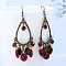 Ethnic Style Alloy Acrylic Dangle Earrings, with CCB, Teardrop, Antique Bronze, Dark Red, 60x30mm