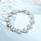 Brass Micro Pave Clear Cubic Zirconia Link Bracelets for Women, Long-Lasting Plated, Rack Plating, Lead Free & Cadmium Free, Platinum, 7-5/8 inch(19.5cm)