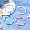 4Pcs Flat Round Handmade Polymer Clay Beads Beaded Stretch Bracelets for Women, with Alloy Enamel Starfish Charms, Mixed Color, Inner Diameter: 2-1/4 inch(5.8cm)