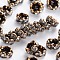 Rack Plating Brass Beads, with A Rhinestone, Wave Side, Cadmium Free & Lead Free, Antique Bronze, 6x3mm, Hole: 1.5mm