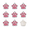 Alloy Enamel Charms, with Glitter Powder, Dog Paw Prints, Platinum, Pink, 17.7x16.6x2mm, Hole: 2mm