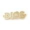 Brass Micro Pave Clear Cubic Zirconia Letter DIOS Connector Charms, Rack Plating, Cadmium Free & Lead Free, Long-Lasting, Real 18K Gold Plated, 13x39.5x2mm, Hole: 1.5mm