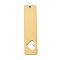 304 Stainless Steel Pendants, Rectangle with Heart Charm, Ion Plating(IP), Laser Cut, Golden, 40x10x1.5mm, Hole: 1.6mm