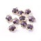 Glass Links connectors, with Eco-Friendly Alloy Open Back Berzel Findings, Flower, Light Gold, Indigo, 15.5x12x5mm, Hole: 1.4mm