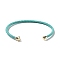 Stainless Steel Cuff Bangle Making, with Golden Tone Brass Finding, for Half Drilled Beads, Cyan, Inner Diameter: 1-3/4x2-3/8 inch(4.6x6cm), Pin: 1mm