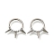 304 Stainless Steel Micro Pave Clear Cubic Zirconia 3 Spiked Cone Hoop Nose Rings, Platinum, 14.5x15x2mm, Inner Diameter: 7.8mm