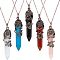 DIY 5Pcs Gemstone Pointed Pendant Making Kits, Including 5 Colors Bullet Shape Pendants and 5 Pcs Brass Cable Chains Necklace Making, 23-5/8 inch(60cm)