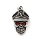 304 Stainless Steel Rhinestone Pendants, Manual Polishing, Skull, Antique Silver, 49x29x15mm, Hole: 7x4mm