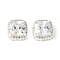 Brass Micro Pave Cubic Zirconia Beads, Cadmium Free & Nickel Free & Lead Free, Square, 925 Sterling Silver Plated, Clear, 11x11x7mm, Hole: 2mm