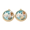 Alloy Enamel Pendants, Flat Round with Acrylic Starfish & Ceramic Conch Shape Charms, with ABS Imitation Pearl and Glitter Powder, Rack Plating, Light Gold, Colorful, 25x22x7mm, Hole: 1.8mm
