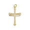 Brass Micro Pave Cubic Zirconia Pendants, Cross, Long-Lasting Plated, Lead Free & Cadmium Free, Rack Plating, with Jump Ring, Real 18K Gold Plated, 27x18x2mm, Hole: 3.5mm