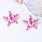 Alloy Stud Earrings, Starfish, with Ceramic, Light Gold, Old Rose, 42x46.5mm
