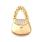 Brass Micro Pave Cubic Zirconia Pendants, Cadmium Free & Nickel Free & Lead Free, Bag, Real 18K Gold Plated, 18x12x4.5mm, Hole: 6x5.5mm