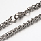 Non-Tarnish 304 Stainless Steel Rope Chain Necklaces, with Lobster Claw Clasps, Stainless Steel Color, 23.6 inch(59.9cm)x3.8mm