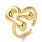Initials Brass Open Cuff Ring for Women, Cadmium Free & Nickel Free & Lead Free, Letter R, 17x13mm, Adjustable