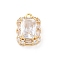 Brass Micro Pave Clear Cubic Zirconia Pendants, Cadmium Free & Nickel Free & Lead Free, Mixed Shape Charms, Rectangle, 14x10x5mm, Hole: 1.4mm
