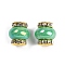 Brass Beads, Cadmium Free & Lead Free, with Rhinestone & Resin, Golden, Medium Sea Green, 14.5x13.5mm, Hole: 3.5mm