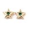 Brass with Cubic Zirconia Beads Beads, Real 18K Gold Plated, Star, Green, 7.5x8x3mm, Hole: 1mm