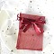 Rectangle Organza Drawstring Bags, Bowknot Gift Storage Pouches, Dark Red, 12x9cm