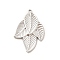 Non-Tarnish 304 Stainless Steel Pendants, Leaf Charms, Stainless Steel Color, 32x21.5x1.5mm, Hole: 1.6mm