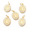 Brass Micro Pave Clear Cubic Zirconia Pendants, with Jump Rings, Flat Round with Jesus, Real 18K Gold Plated, 16x12x2.5mm, Hole: 3.2mm