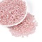 Transparent Glass Seed Beads, Glazing Style, Round, Pink, 4~4.5mm, Hole: 1mm, about 4090pcs/pound