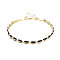 Brass Micro Pave Cubic Zirconia Link Tennis Necklaces for Women, with Enamel, Nickel Free, Real 18K Gold Plated, Oval, Black, 34x0.7cm