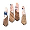 Resin and Walnut Pendants, Trapezoid, Marine Blue, 48.5x12x2.5mm, Hole: 2mm