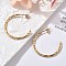 304 Stainless Steel C-Shaped Stud Earrings, Ion Plating(IP), Real 18K Gold Plated, 30x2mm