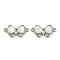 Brass Clear Cubic Zirconia Pave Natural Shell Bowknot Connector Charms, Cadmium Free & Nickel Free & Lead Free, Platinum, 9x18x3mm, Hole: 1.4mm