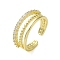 Brass with Cubic Zirconia Rings, Real 18K Gold Plated, Double Layer, Real 18K Gold Plated, Inner Diameter: 18mm