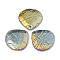 Natural Dragon Blood Stone Pendants, Rainbow Plated, teardrop, 39~40x40x7~8mm, Hole: 1.5mm