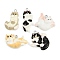 Resin Pendants, Cat Shape Charms, with Iron Loops, Mixed Color, 18.5~33x13.5~29x6~7mm, Hole: 2mm