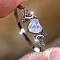 Alloy Finger Rings, with Brass Micro Pave Cubic Zirconia and Opal Finding, Heart, US Size 7(17.3mm)