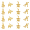 16Pcs 4 Style Brass Micro Pave Cubic Zirconia Animal Pendants, Lead Free & Cadmium Free, Long-Lasting Plated, Dinosaur/Elephant/Rabbit/Turtle, Real 18K Gold Plated, 14~18.5x11~18x2.5~5mm, Hole: 3~3.6mm, 4pcs/style
