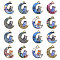 27Pcs 9 Styles Alloy Printed Pendants, Cadmium Free & Nickel Free & Lead Free, Moon with Owl, Mixed Color, 20.5x16x1.5mm, Hole: 1.5mm, 3pcs/style