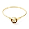 Rack Plating Brass Round Link Bangle for Women, Cadmium Free & Lead Free, Real 18K Gold Plated, Inner Diameter: 2x2-1/4 inch(5x5.7cm)