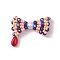 Glass Seed Beaded Bowknot Pendants, with 304 Stainless Steel Jump Rings & Teardrop, Colorful, 25.5x28.5x8mm, Hole: 3mm