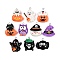 Resin Pendants, Halloween, with Iron Loop, Mixed Color, 24~31.5x20~27x8~9.5mm, Hole: 2mm