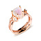 Triangle 925 Sterling Silver with Natural Moonstone Finger Rings, Rose Gold, US Size 7(17.3mm)