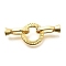 Flat Round Rack Plating Brass Fold Over Clasps, Long-lasting Plated, Lead Free & Cadmium Free, Real 18K Gold Plated, 28mm, Hole: 3mm
