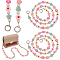WADORN 2pcs Colorful Wood Beaded Purse Chain, 47.24 Inch Flower Beaded Bag Chain Replacement Handbag Decorative Chain Charm with O-Ring Clasp for Straw Beach Bag DIY Crochet Bag Accessories