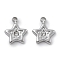 304 Stainless Steel Pendants, with Rhinestone, Star, Stainless Steel Color, 8.5x7x1mm, Hole: 0.9mm