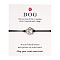 Alloy Dog Paw Print Link Bracelet, Waxed Cord Adjustable Bracelet for Women, Black, 6-1/4~11-3/4 inch(16~30cm)